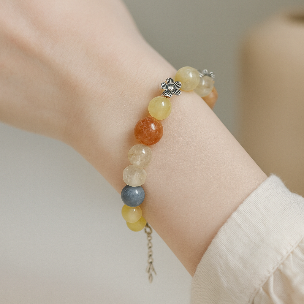 Handmade Natural Gemstone Bracelet – Genuine Citrine & Natural Stone Jewelry for Women