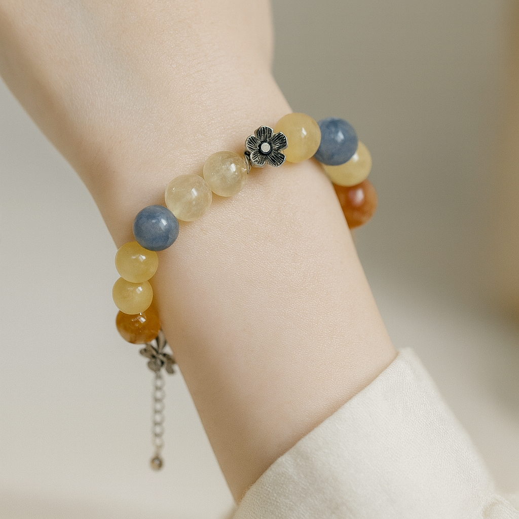 Handmade Natural Gemstone Bracelet – Genuine Citrine & Natural Stone Jewelry for Women