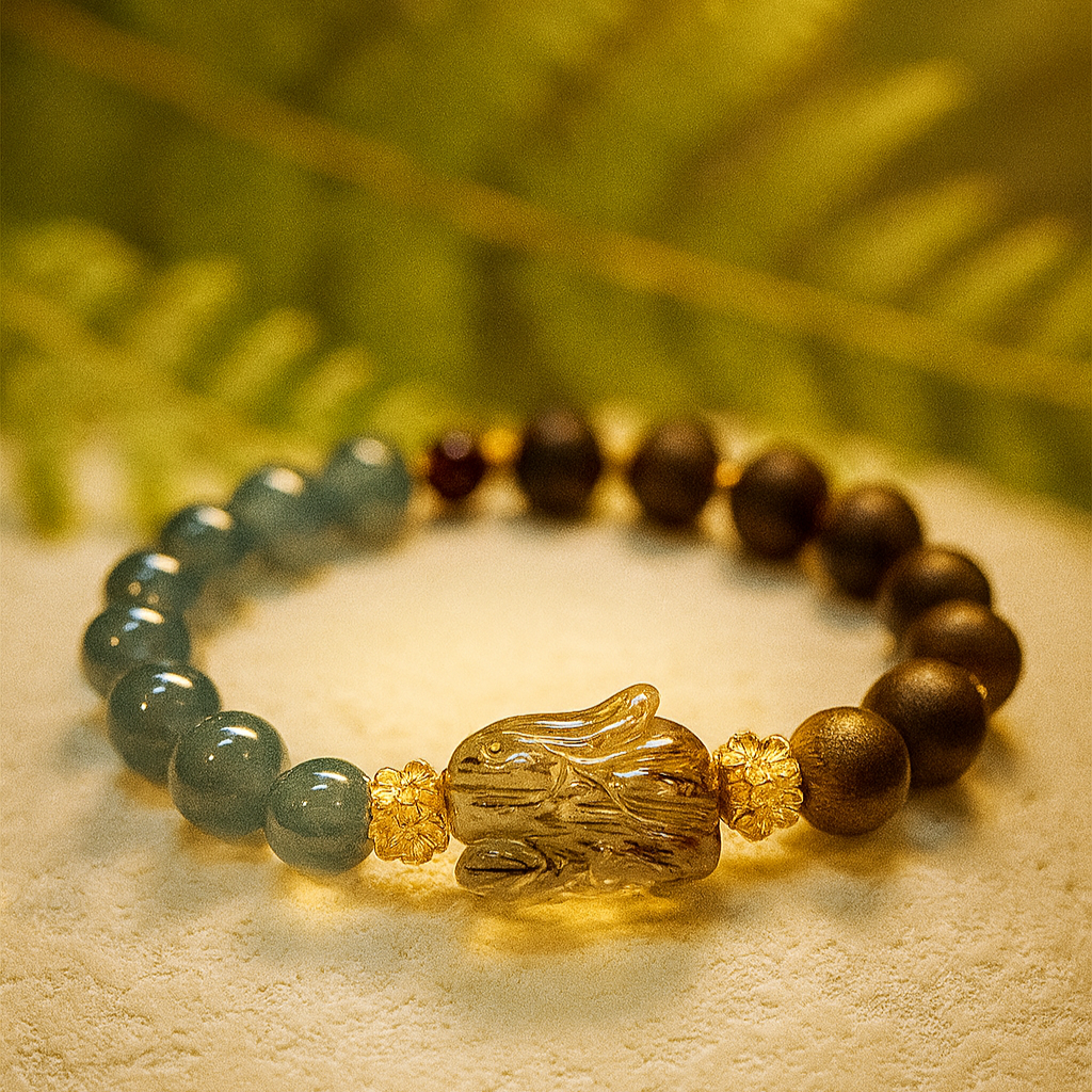 Healing Natural Gemstone Bracelet – Handmade Jadeite & Agarwood