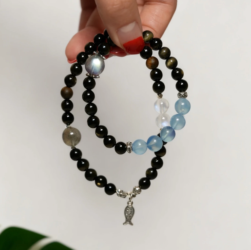 Double-Wrap Bracelet — “Moonlit Grey Depths”（Limited Edition）