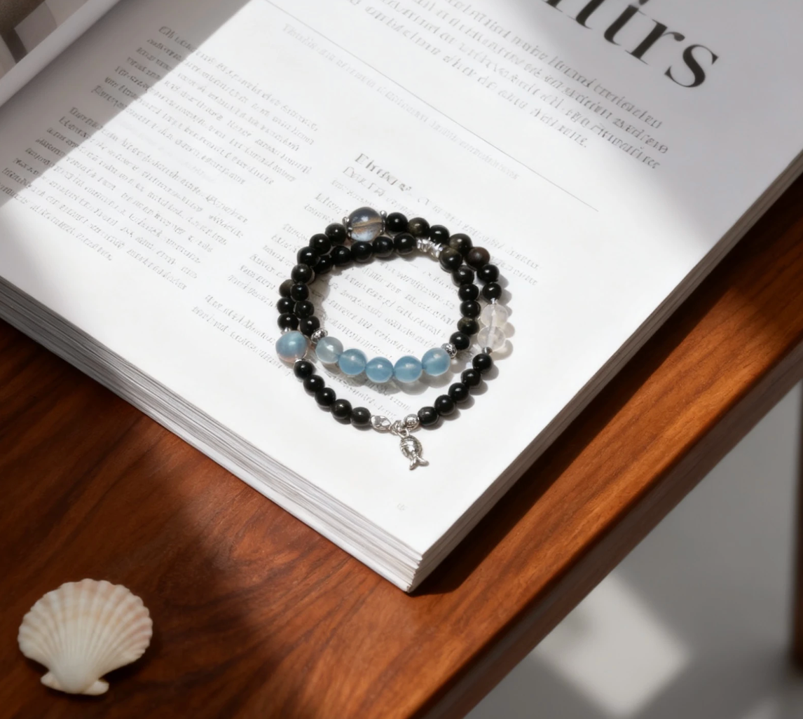Double-Wrap Bracelet — “Moonlit Grey Depths”（Limited Edition）