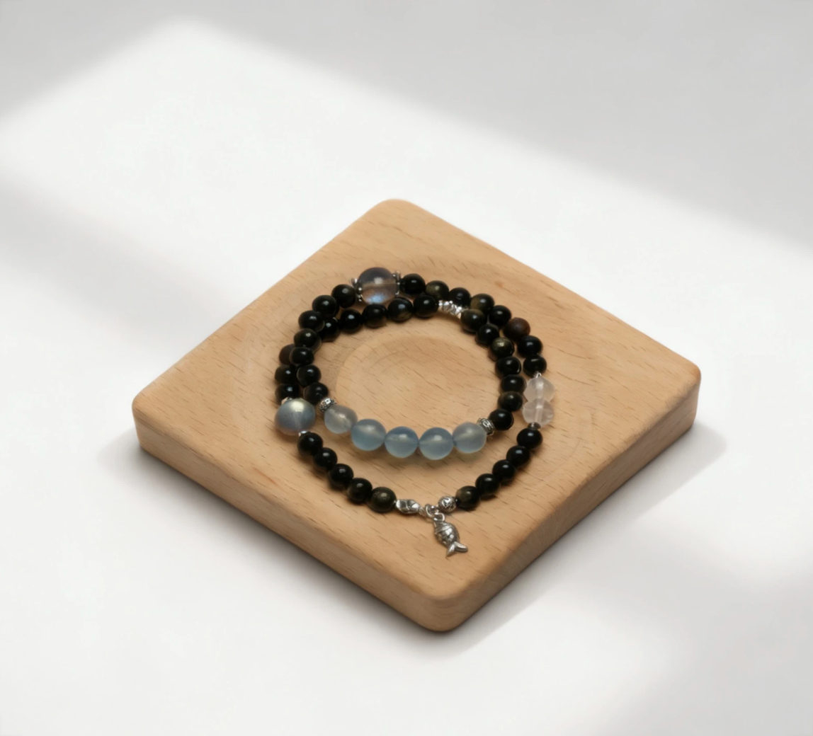 Double-Wrap Bracelet — “Moonlit Grey Depths”（Limited Edition）