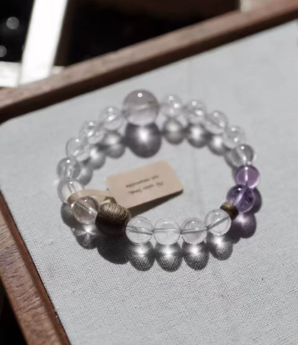 Natural Brazilian Amethyst & Agarwood Unique Design Bracelet