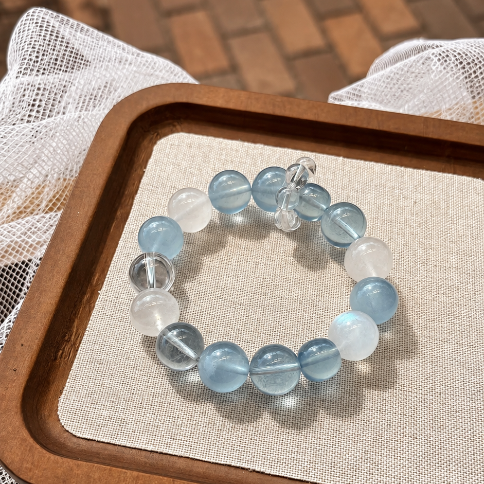One-of-a-Kind Smoky Quartz, AA Clear Quartz & Rose Quartz Bracelet
