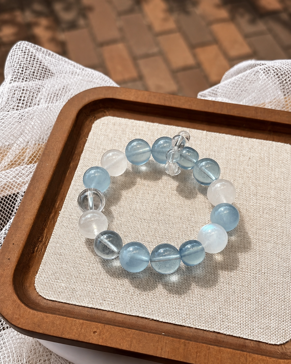 One-of-a-Kind Smoky Quartz, AA Clear Quartz & Rose Quartz Bracelet