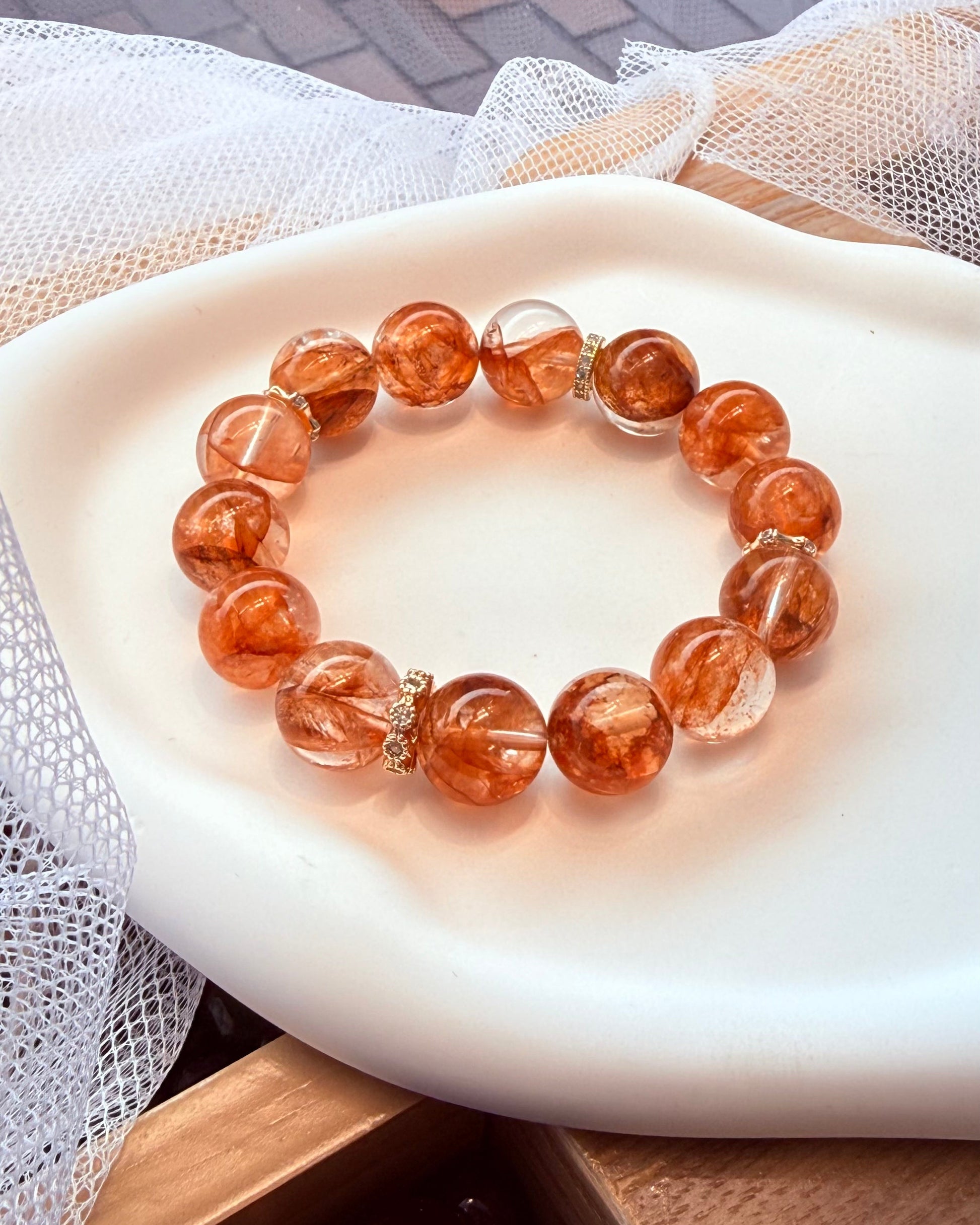 Lucky Red Floral Beaded Bracelet | Handmade Elegant Wrist Bracelet | Oriental Inspired Jewelry Gift