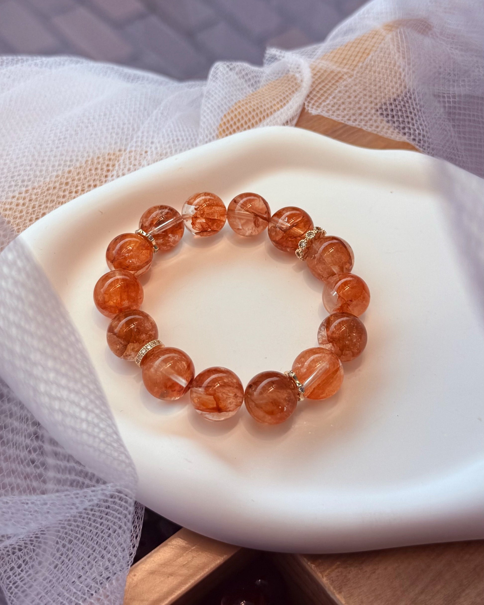 Lucky Red Floral Beaded Bracelet | Handmade Elegant Wrist Bracelet | Oriental Inspired Jewelry Gift