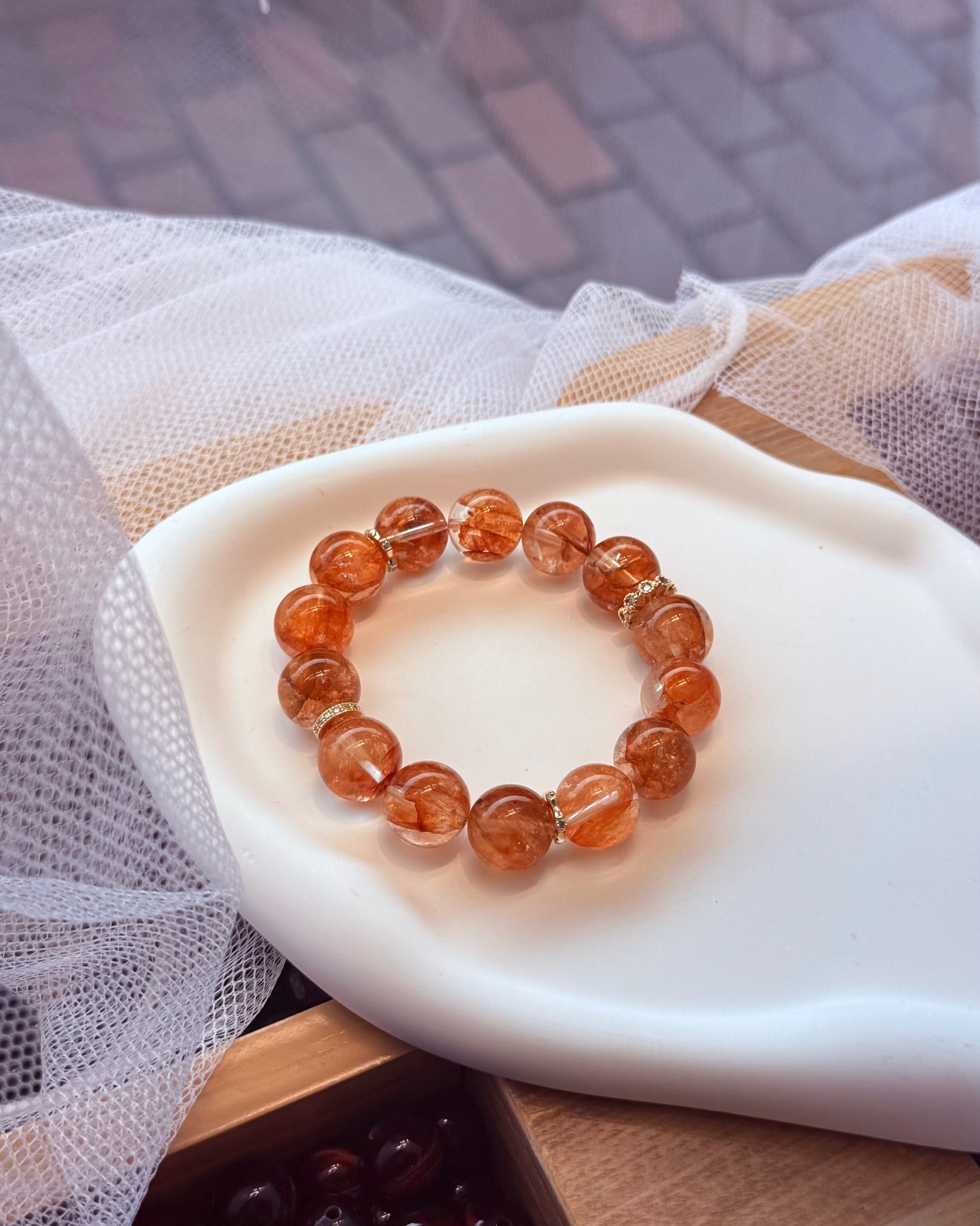 Lucky Red Floral Beaded Bracelet | Handmade Elegant Wrist Bracelet | Oriental Inspired Jewelry Gift