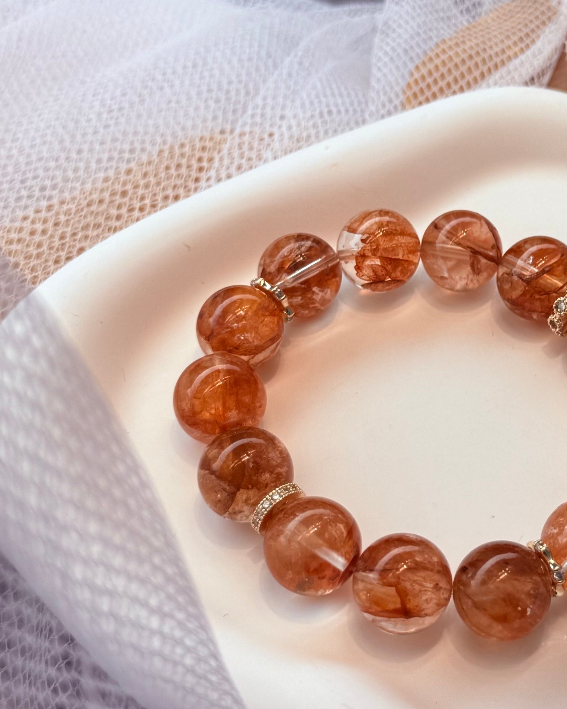 Lucky Red Floral Beaded Bracelet | Handmade Elegant Wrist Bracelet | Oriental Inspired Jewelry Gift
