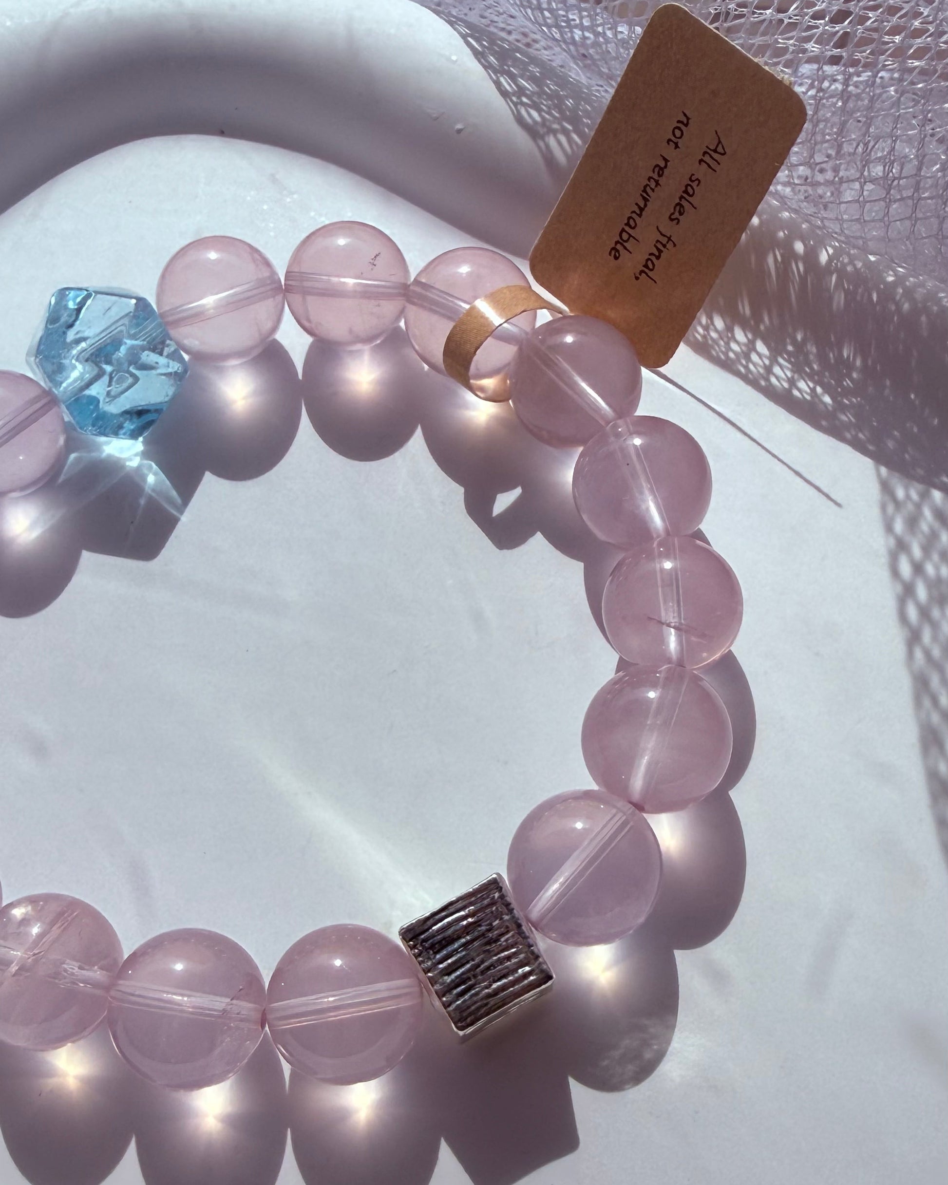 Morganite & Blue Topaz Natural Crystal Bracelet | Handmade Gemstone Jewelry