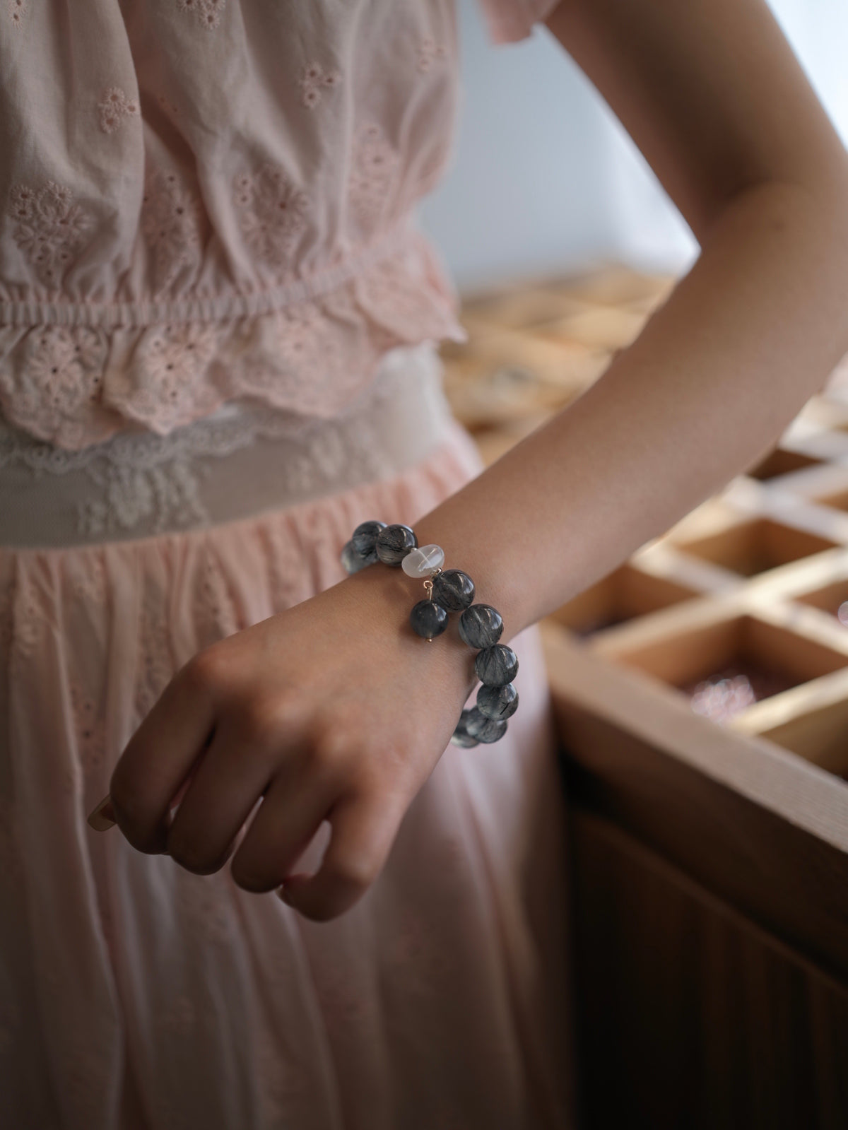 Premium Blue Rutilated Quartz Bracelet | Natural Crystal Jewelry