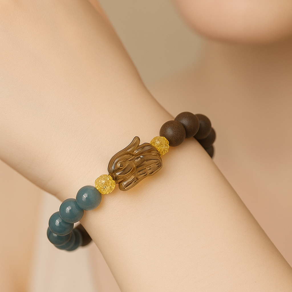 Healing Natural Gemstone Bracelet – Handmade Jadeite & Agarwood
