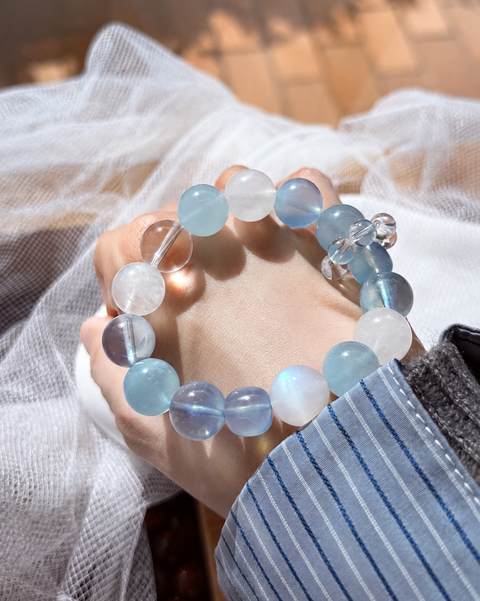 One-of-a-Kind Smoky Quartz, AA Clear Quartz & Rose Quartz Bracelet